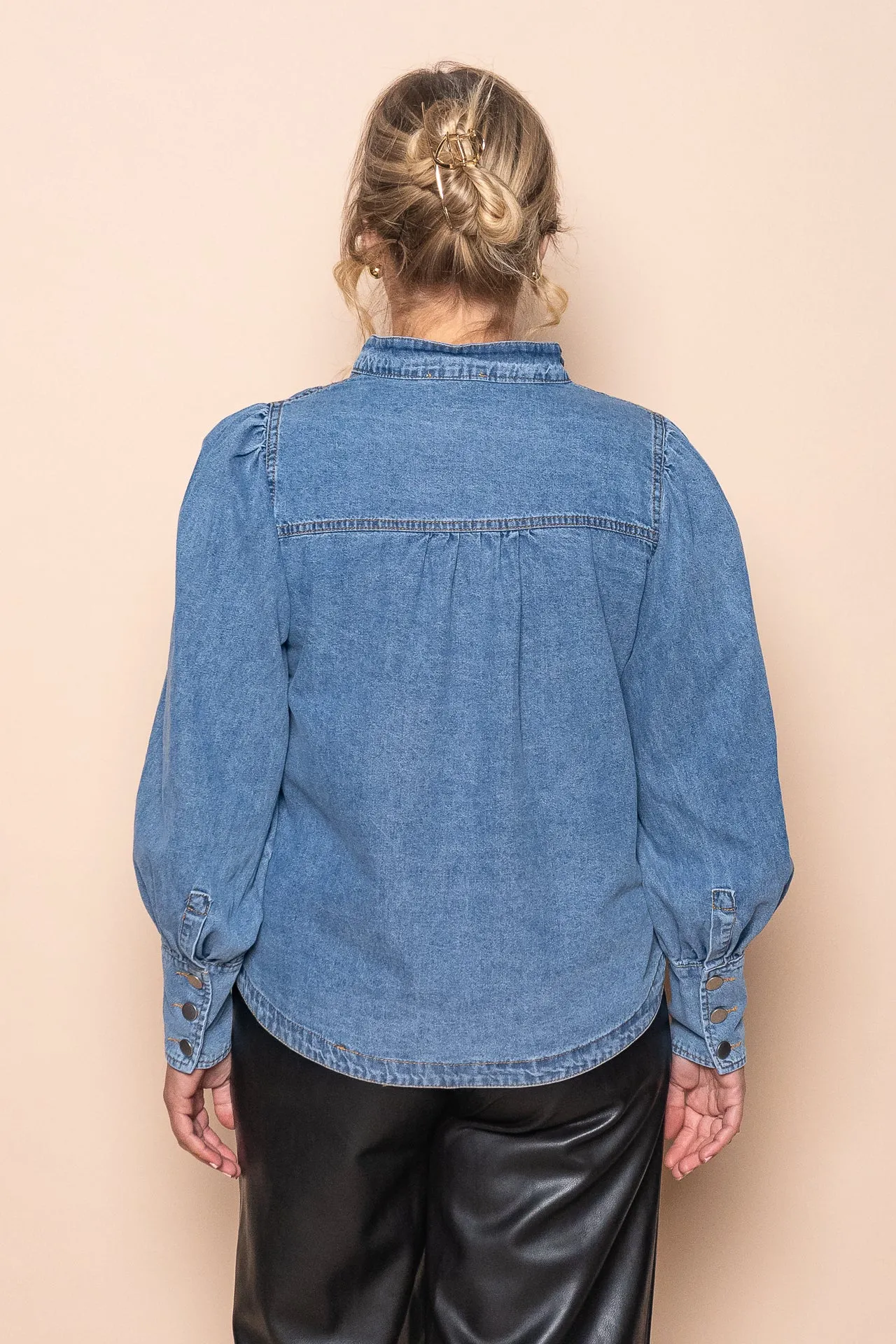 Jolie Denim Top in Mid Blue sold by Always Alice product image thumbnail 4