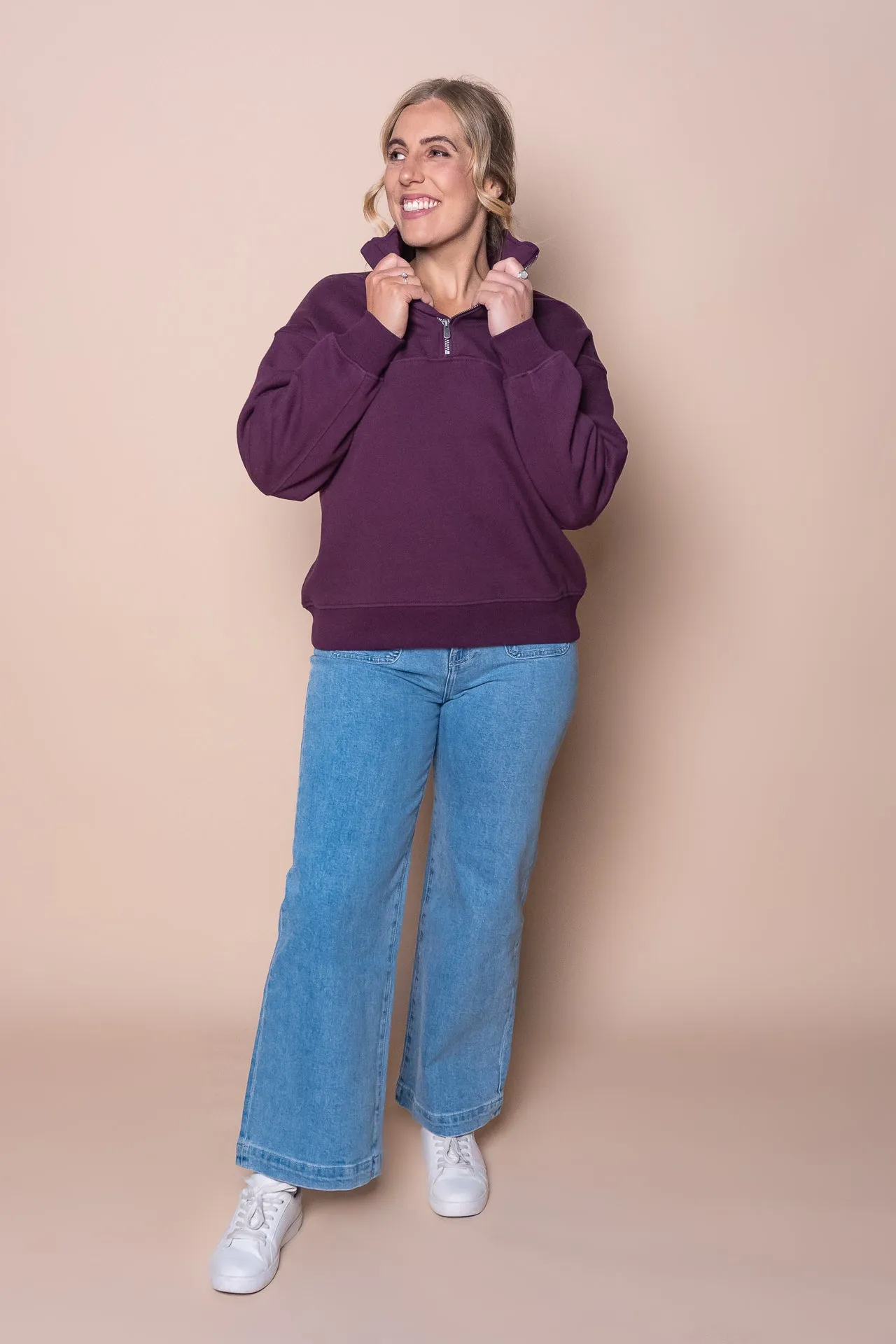 College Zip Crew in Plum - Foxwood sold by Always Alice product image thumbnail 3