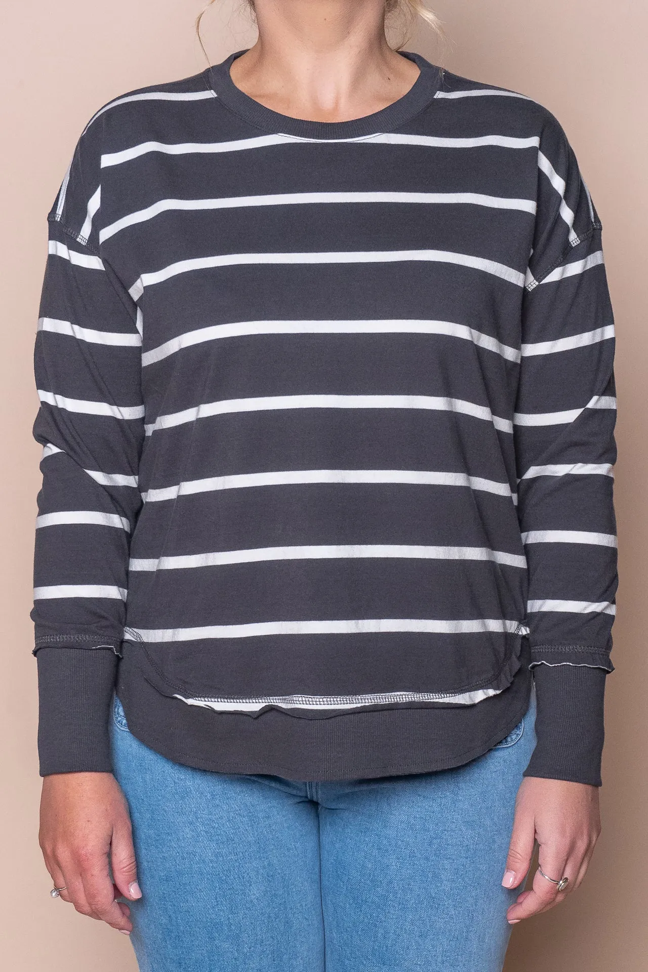 Farrah Stripe Long Sleeve Top in Dark Grey - Foxwood sold by Always Alice product image thumbnail 3