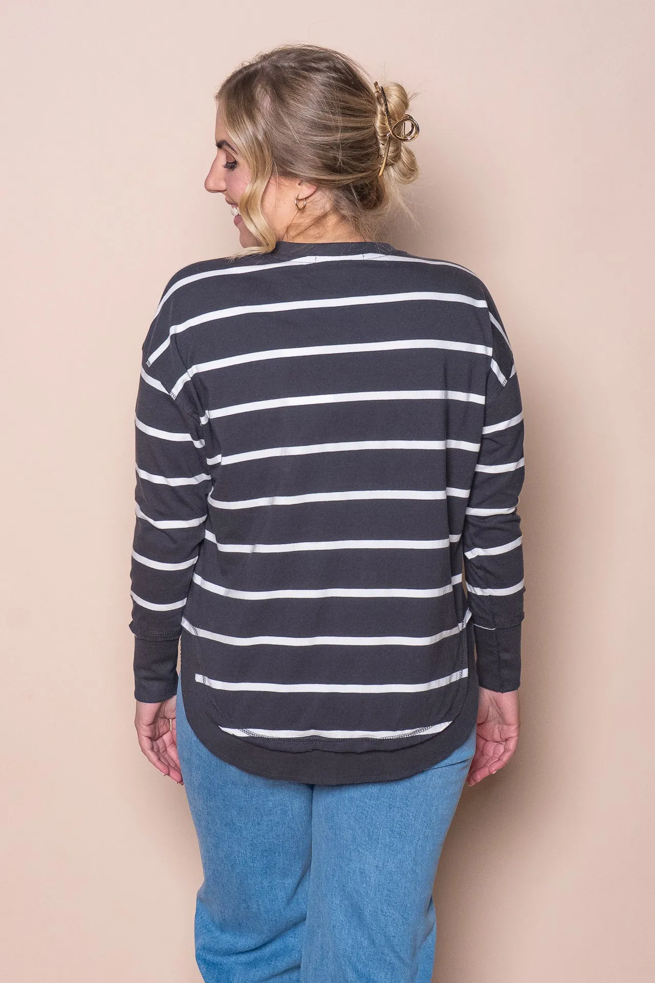 Farrah Stripe Long Sleeve Top in Dark Grey - Foxwood sold by Always Alice product image thumbnail 4