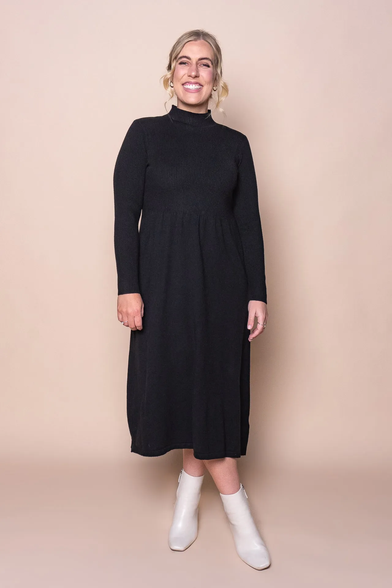 Jennifer Long Sleeve Dress in Black sold by Always Alice