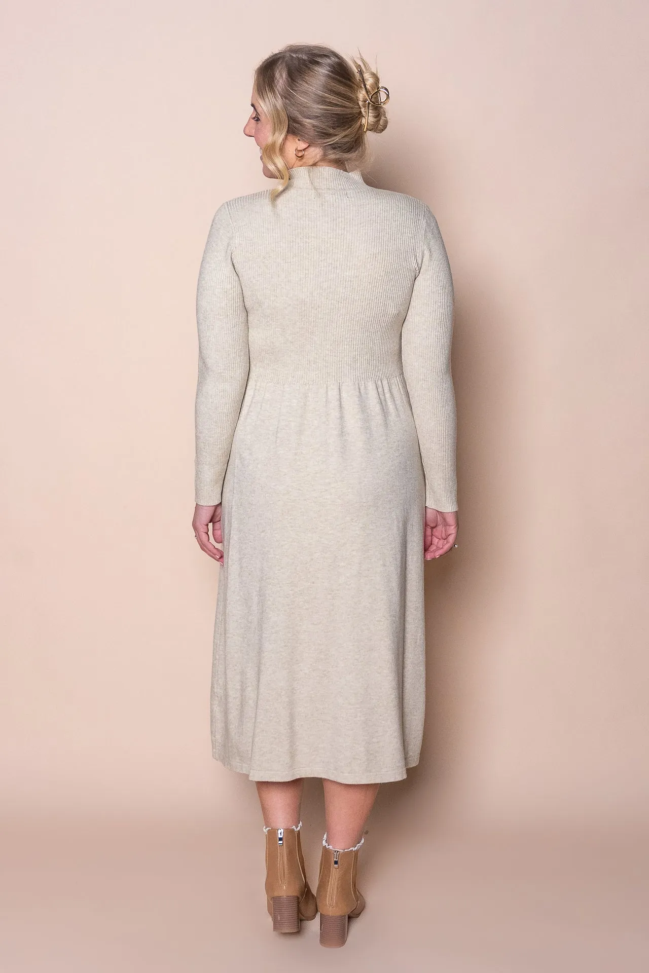 Jennifer Long Sleeve Dress in Oatmeal sold by Always Alice product image thumbnail 4