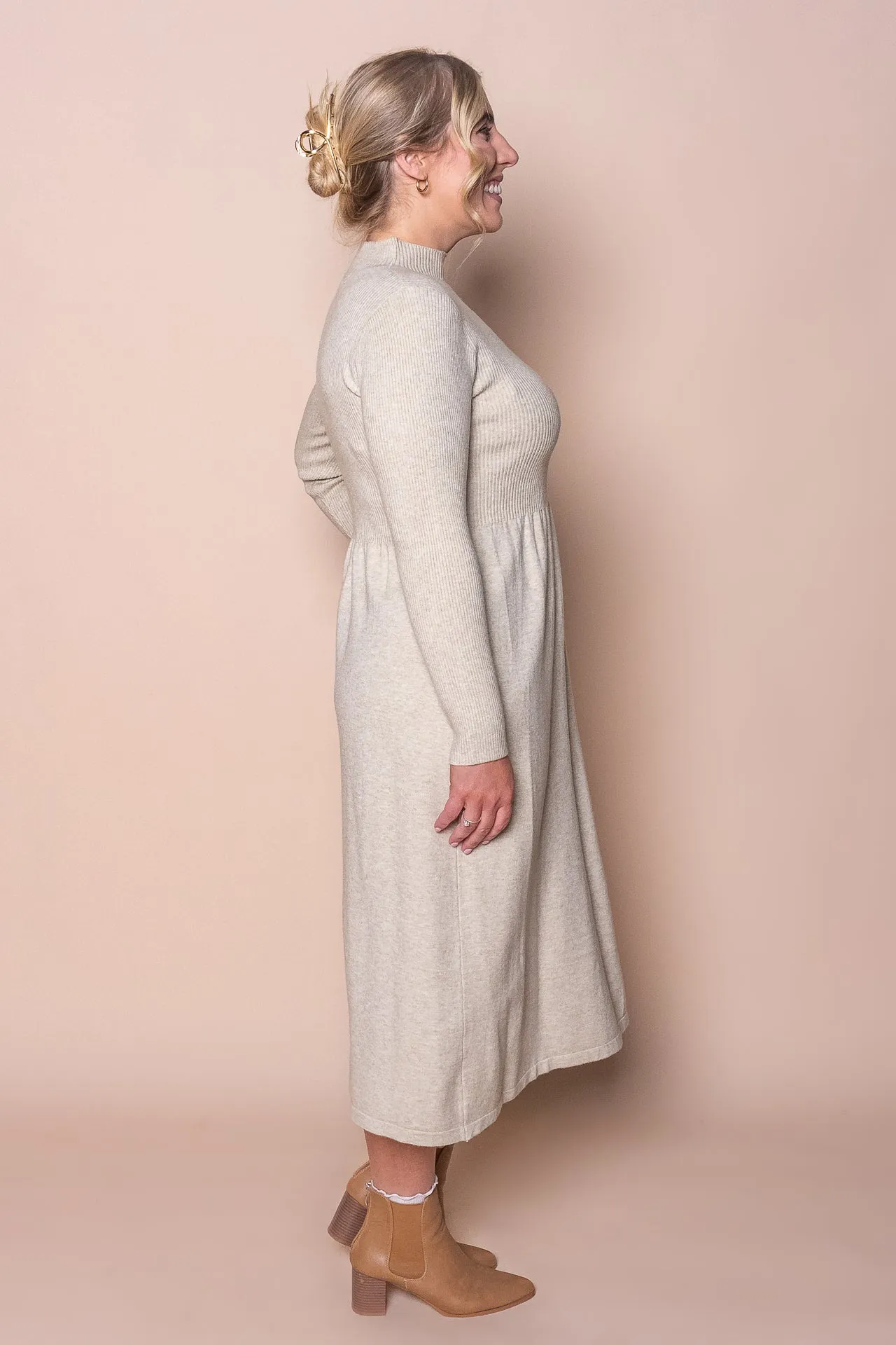 Jennifer Long Sleeve Dress in Oatmeal sold by Always Alice product image thumbnail 3