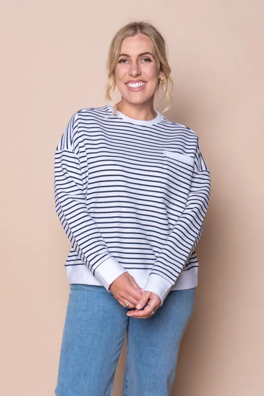 Original Stripe Crew in White/Black Stripe - Foxwood sold by Always Alice