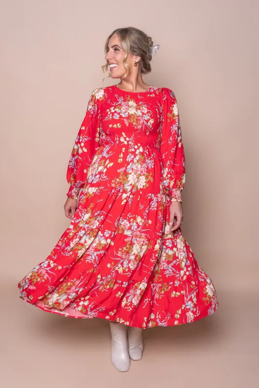 Marjorie Midi Dress in Red sold by Always Alice