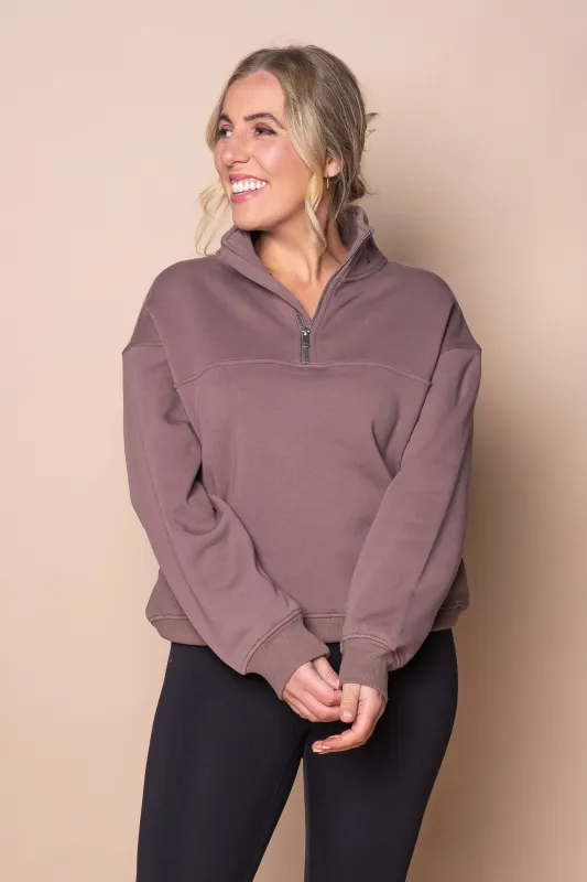 College Zip Crew in Mocha - Foxwood sold by Always Alice