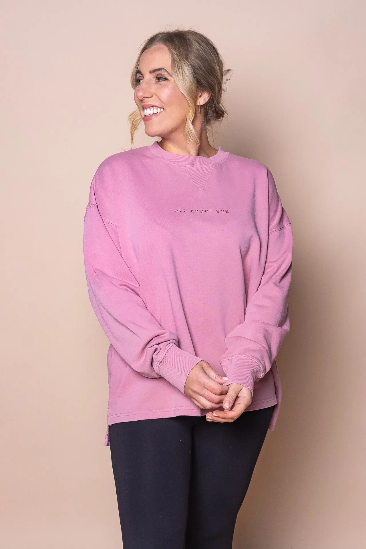AAE Washed Relaxed Crew in Quartz Pink - All About Eve sold by Always Alice