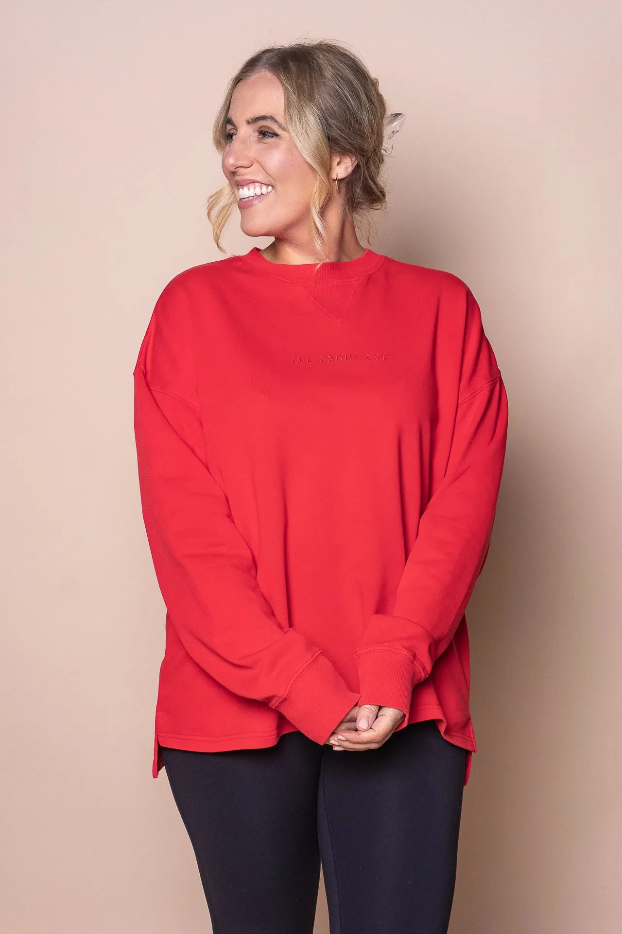 AAE Washed Relaxed Crew in Scarlet - All About Eve sold by Always Alice