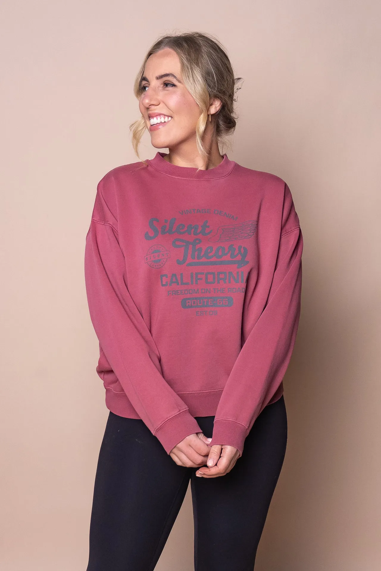 Vintage Denim Crew in Cherry - Silent Theory sold by Always Alice