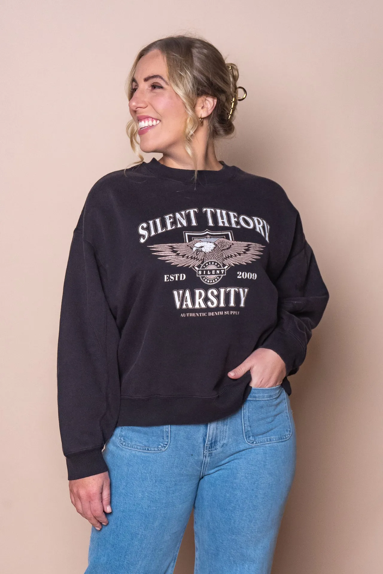 Authentic Crew in Washed Black - Silent Theory sold by Always Alice