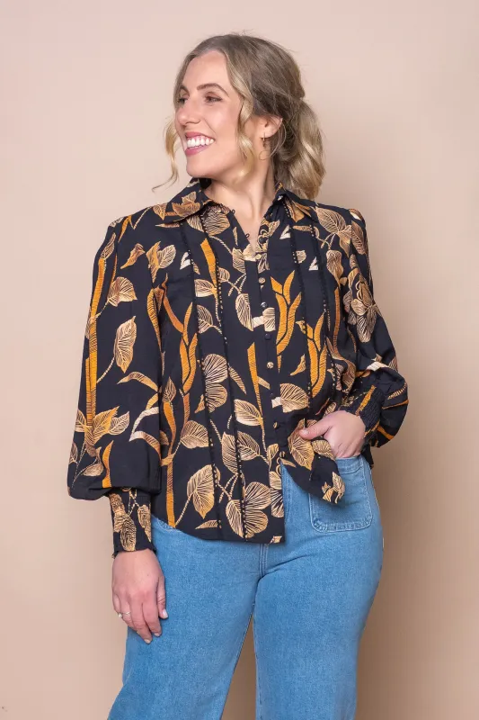 Georgina Floral Top in Black sold by Always Alice