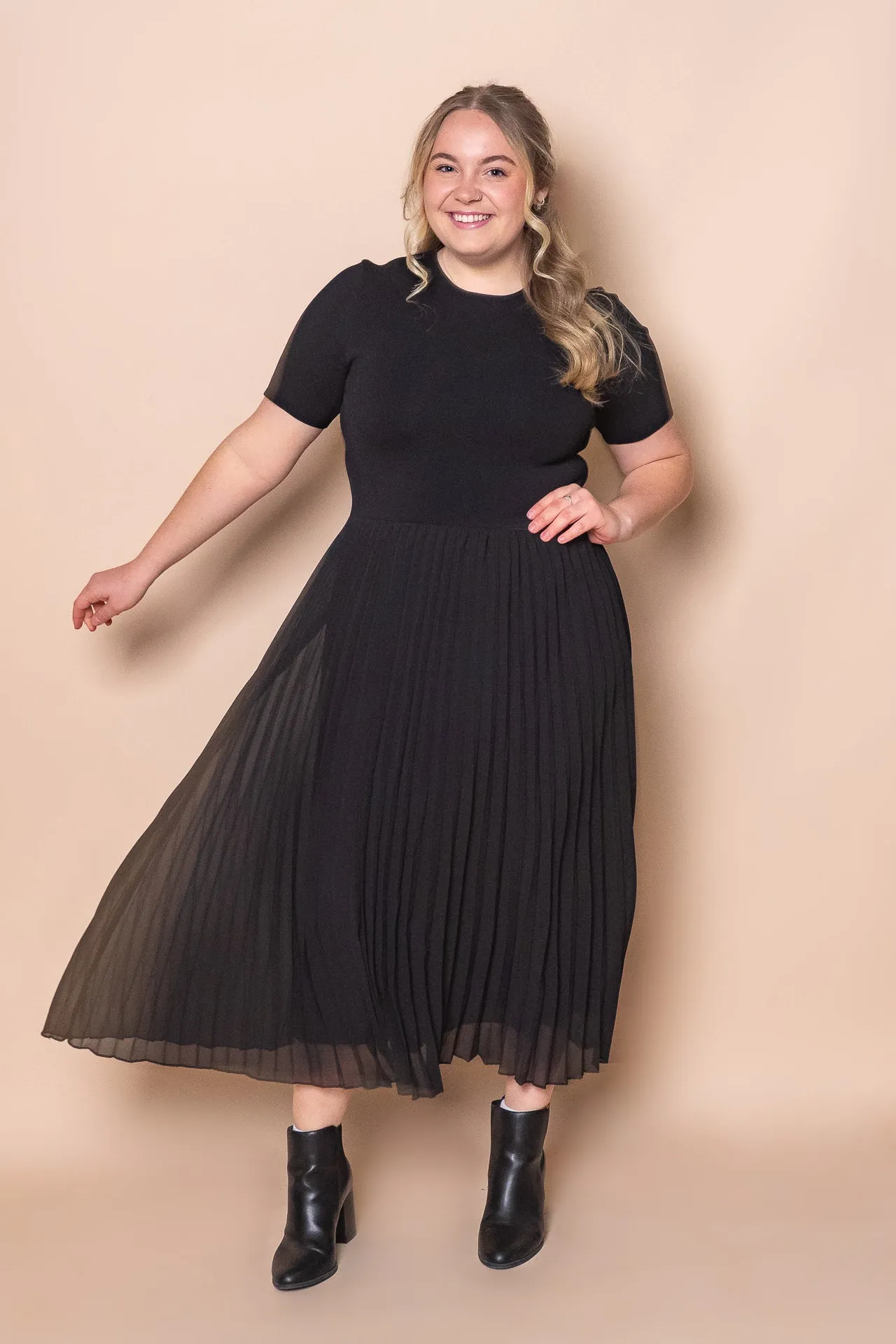 Valentina Pleated Midi Dress in Black sold by Always Alice product image thumbnail 3