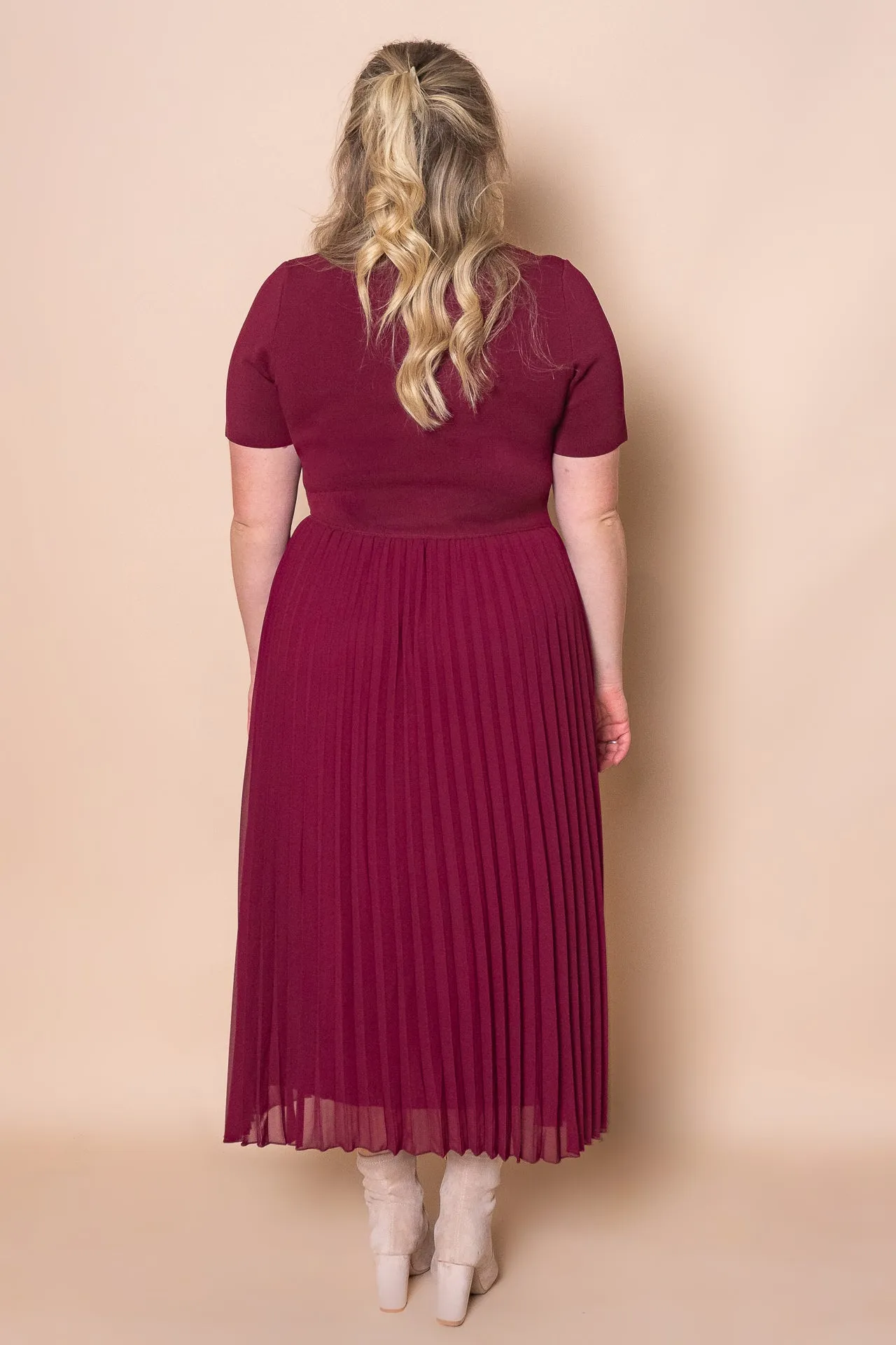 Valentina Pleated Midi Dress in Wine sold by Always Alice product image thumbnail 4