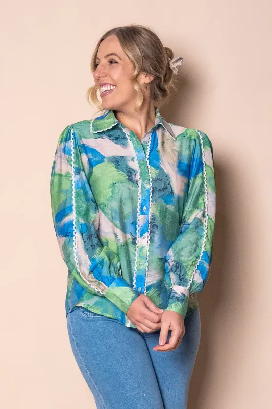 Clara Floral Top in Green sold by Always Alice
