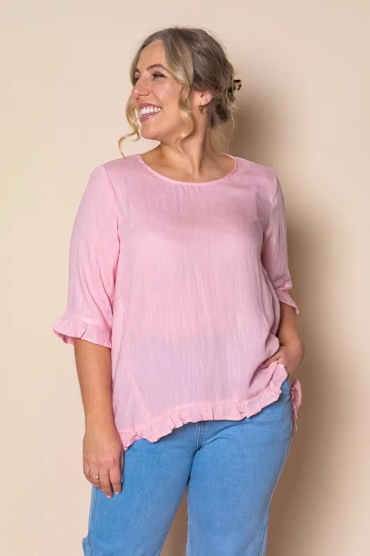 Lorin Ruffle Top in Pink sold by Always Alice