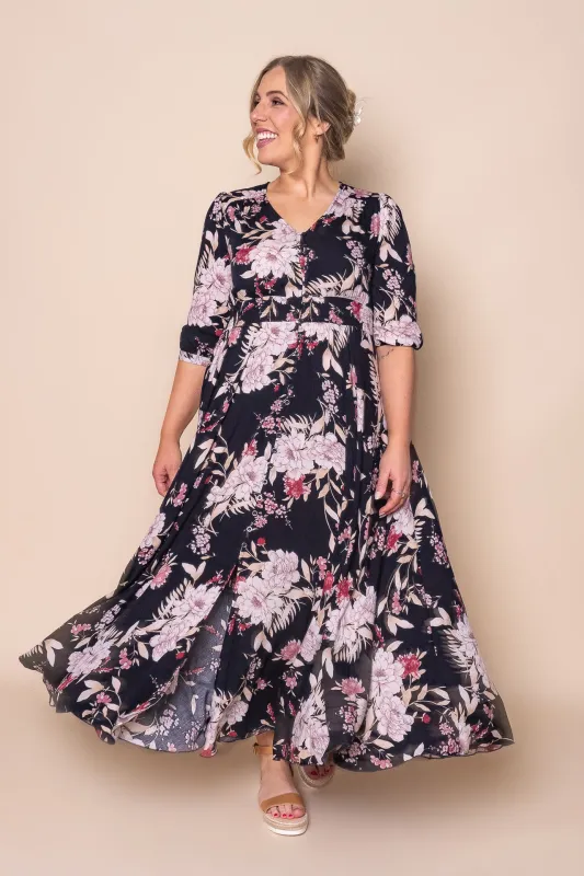 Dominique Maxi Dress in Navy sold by Always Alice