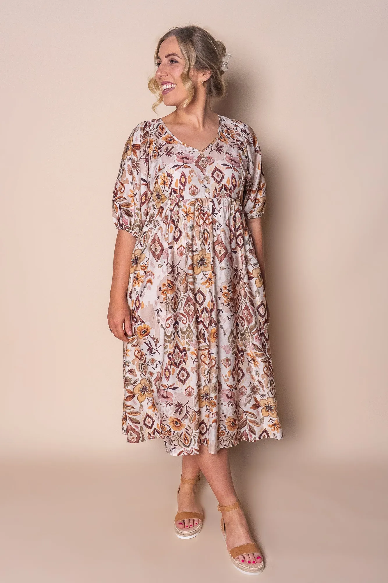 Diane Midi Dress in Mocha Multi sold by Always Alice