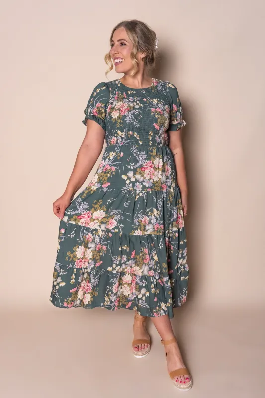 Hillary Midi Dress in Evergreen sold by Always Alice