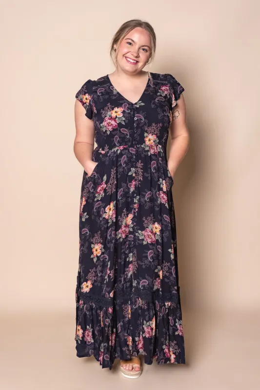 Naira Maxi Dress in Deep Navy sold by Always Alice