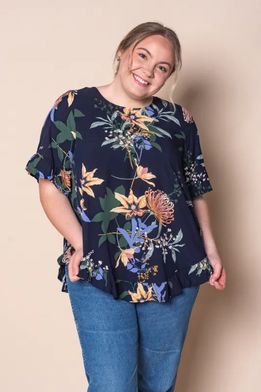 Danica S/S Floral Top in Navy sold by Always Alice