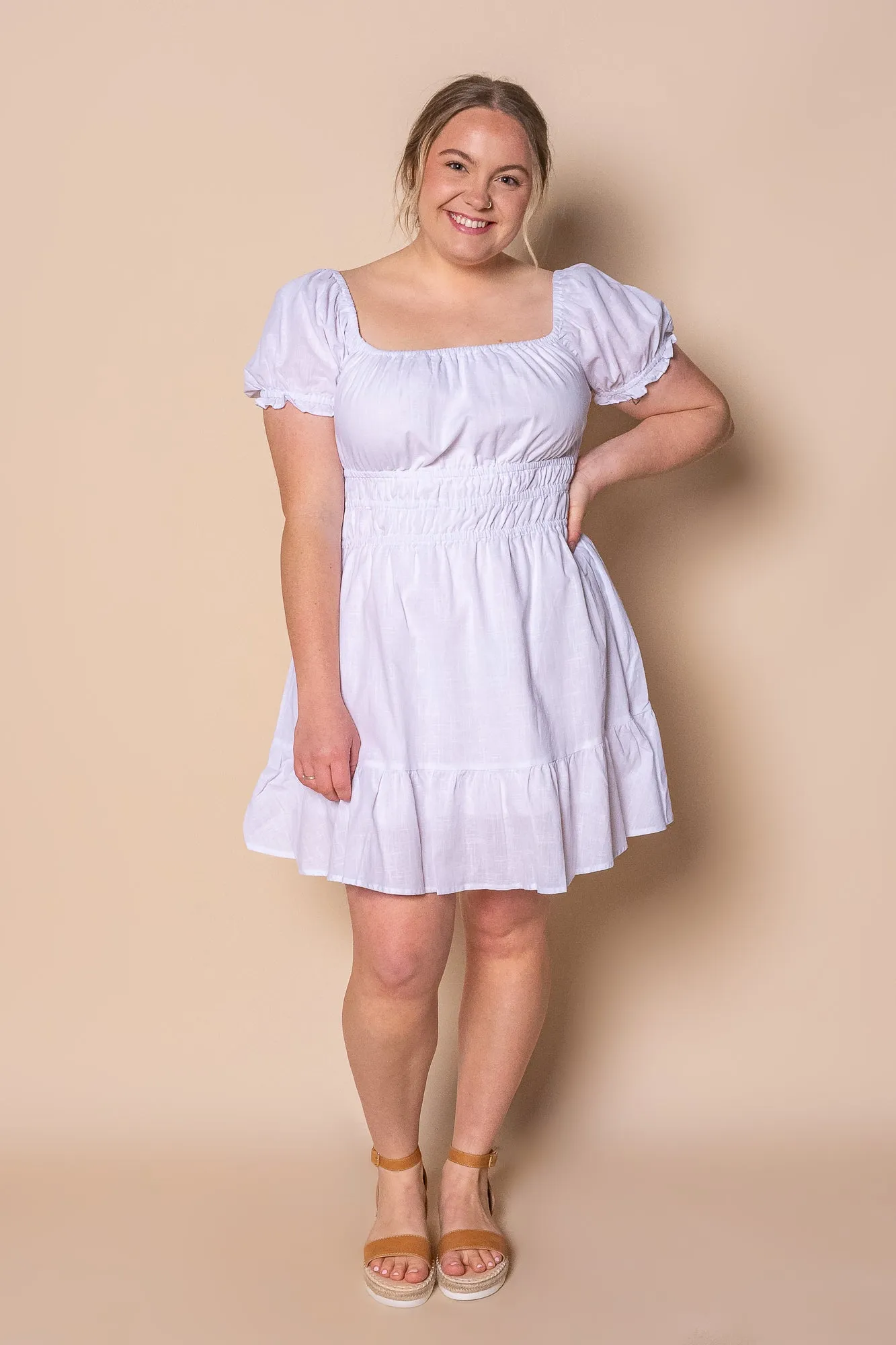 Essential SS Mini Dress in White - All About Eve sold by Always Alice