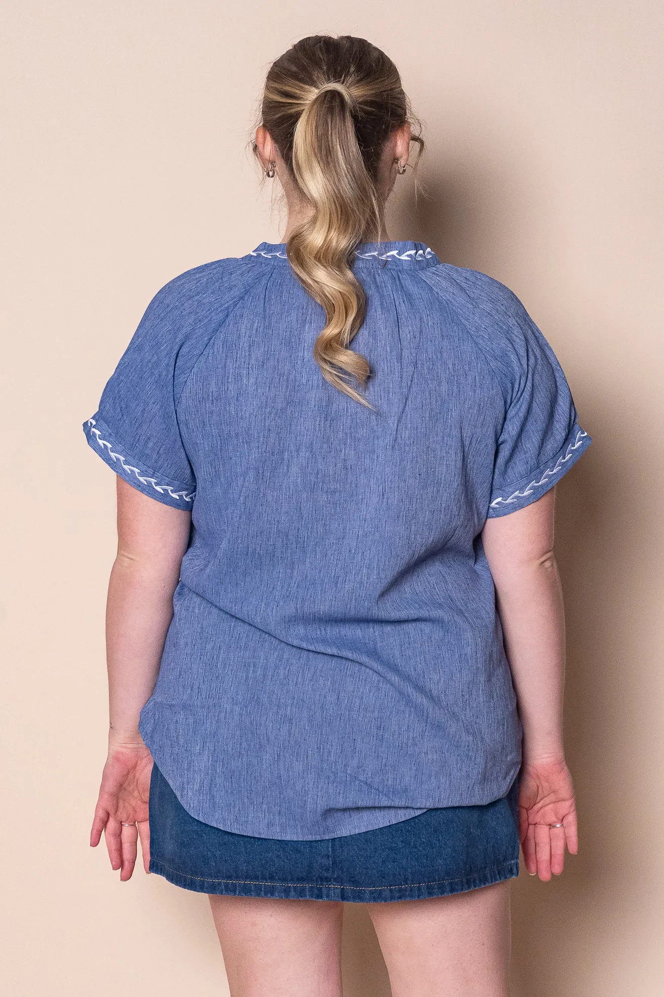 Lou S/S Embroidered Top in Blue sold by Always Alice product image thumbnail 4