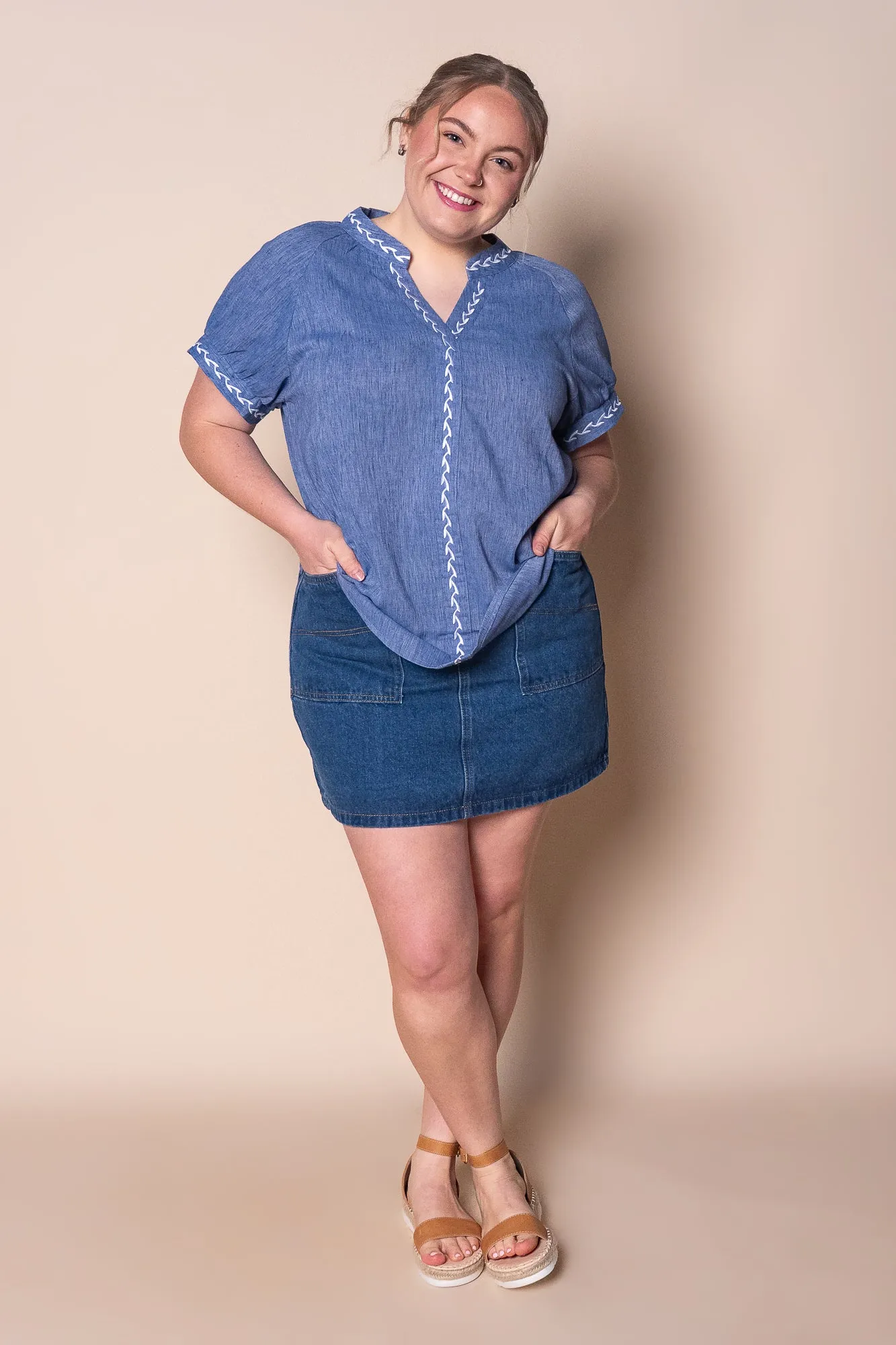 Lou S/S Embroidered Top in Blue sold by Always Alice product image thumbnail 2
