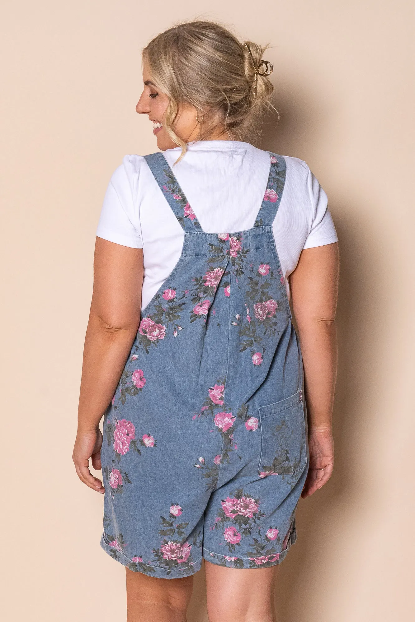 Forielli Floral Denim Shortalls in Mid Blue sold by Always Alice product image thumbnail 4