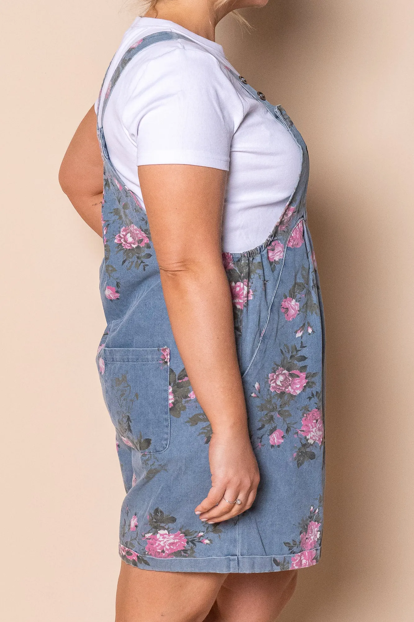 Forielli Floral Denim Shortalls in Mid Blue sold by Always Alice product image thumbnail 5