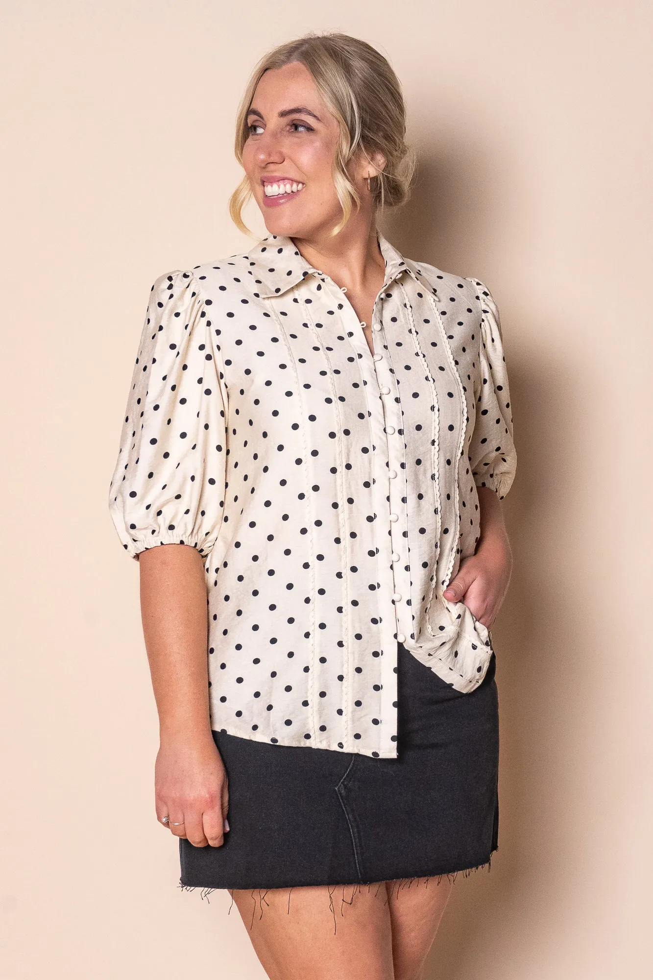 Roberts Polka Dot S/S Top in Vintage Cream sold by Always Alice product image thumbnail 2