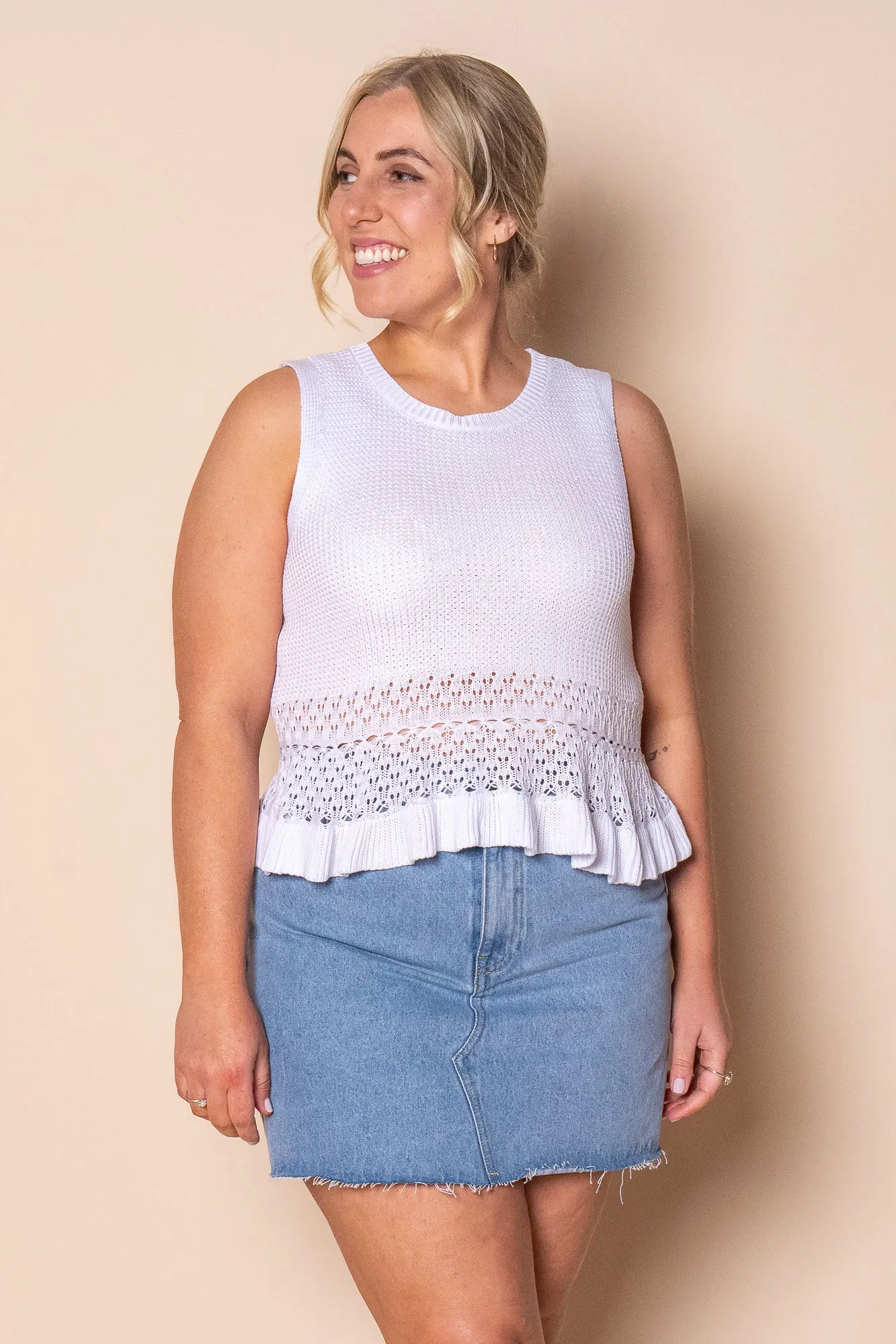 Catalina Knit Top in White sold by Always Alice