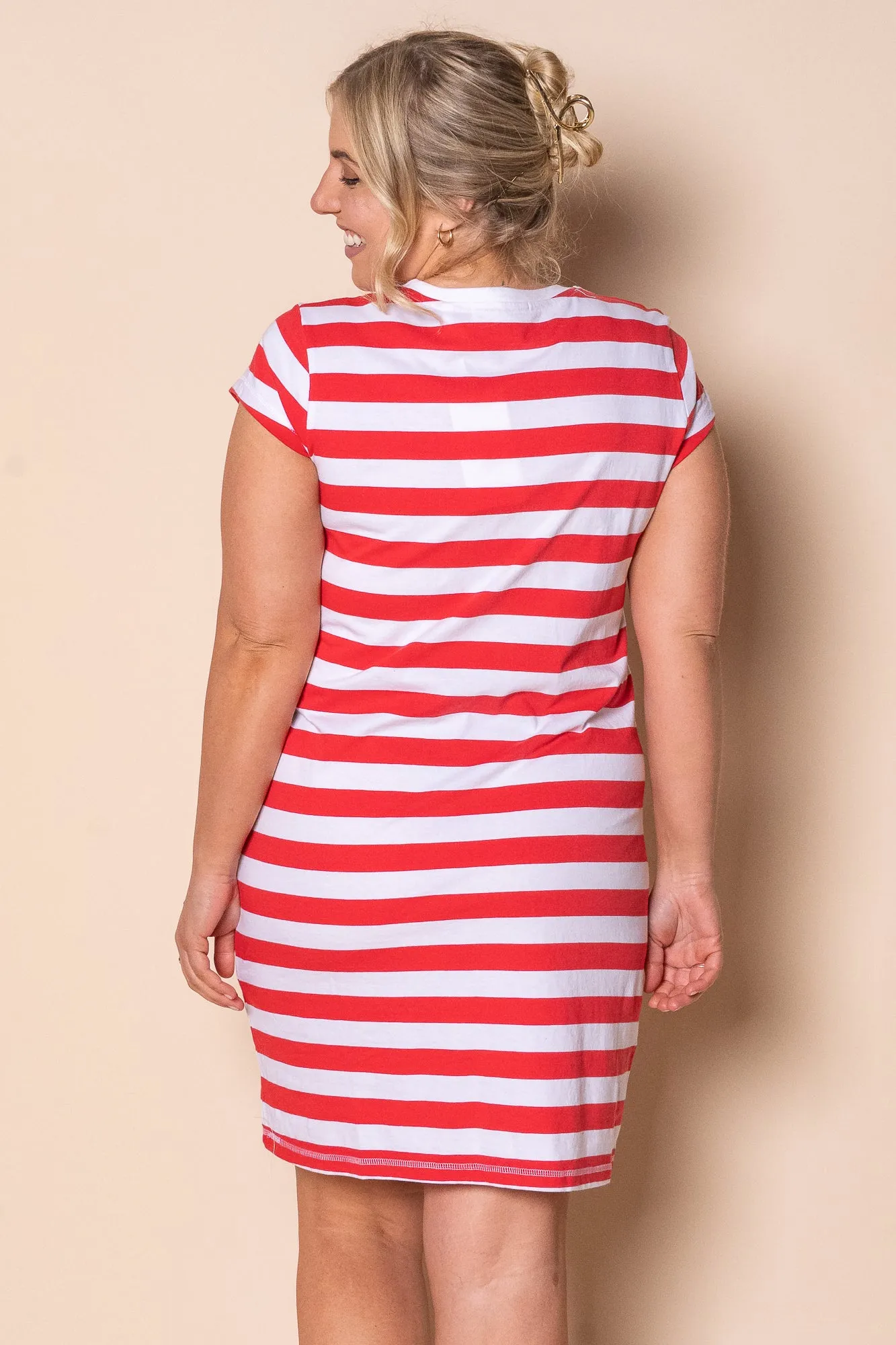 Signature Stripe Tee Dress in Cayenne & White Stripe - Foxwood sold by Always Alice product image thumbnail 4