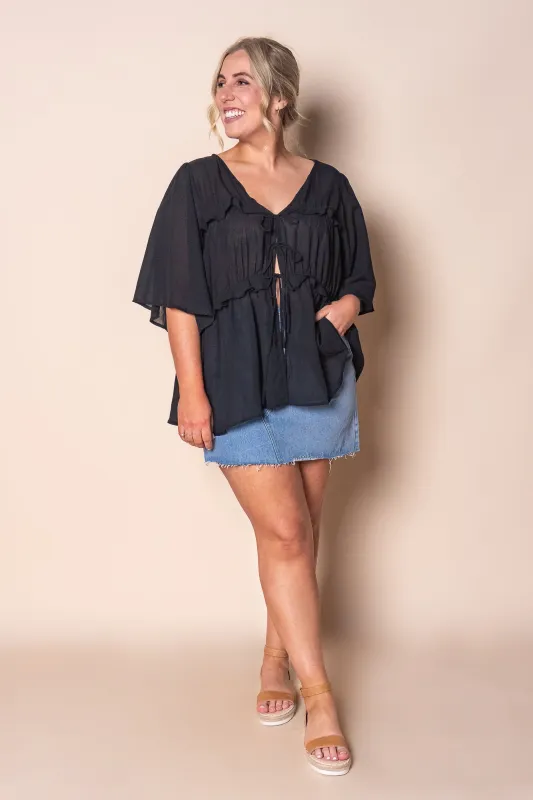 Henna Ruffle Top in Black sold by Always Alice