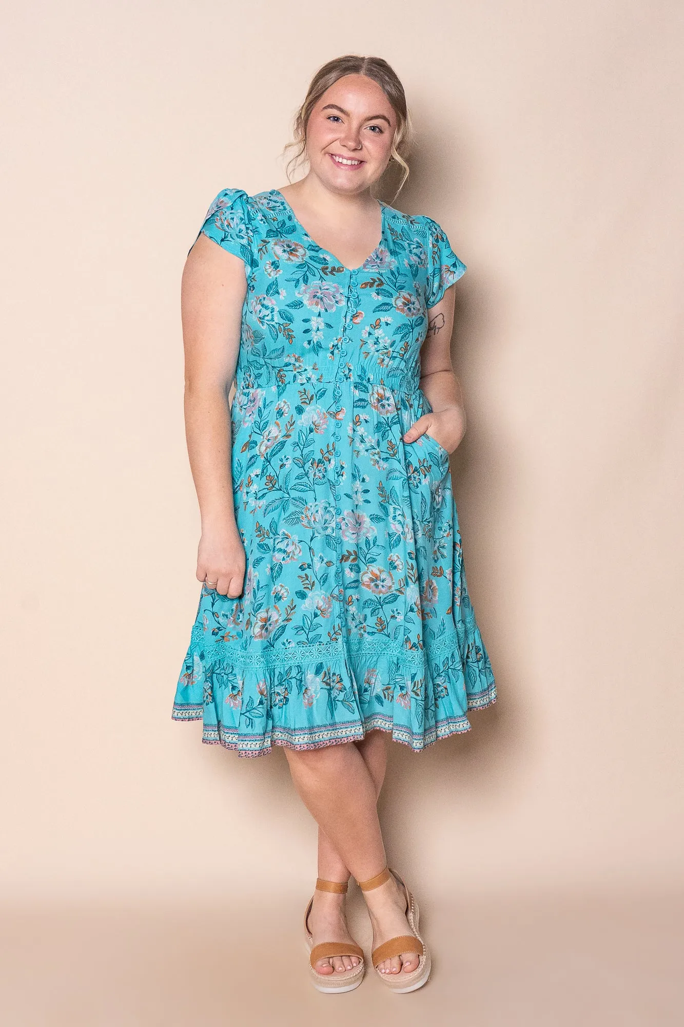 Tina Floral Dress in Turquoise sold by Always Alice product image thumbnail 2