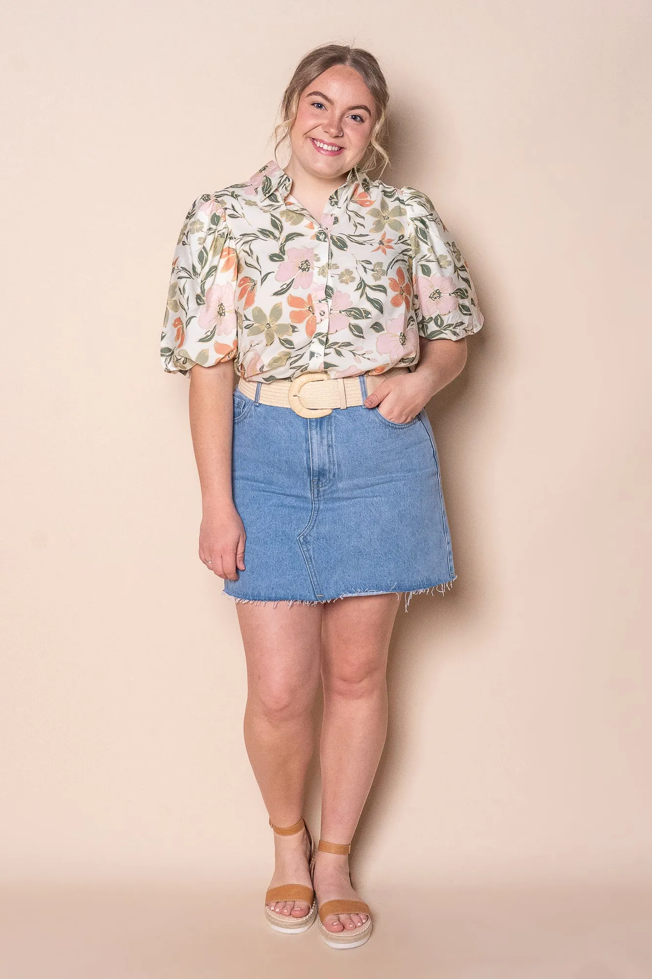 Zofia Floral Top in Ivory sold by Always Alice