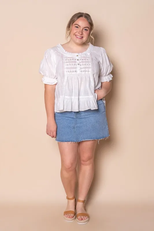 Francesco Embroidered Lace Top in White sold by Always Alice