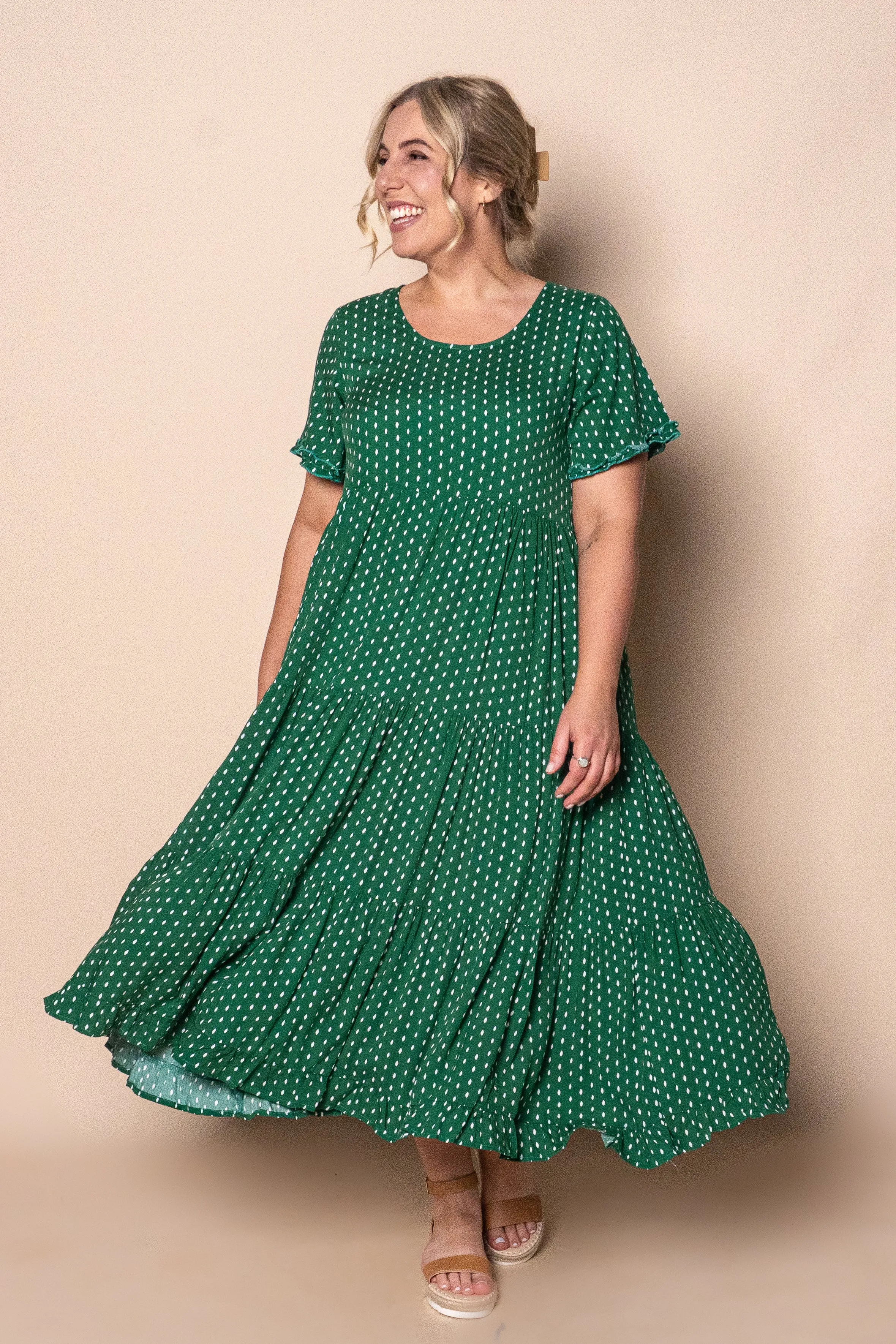 Jensen Midi Dress in Emerald sold by Always Alice