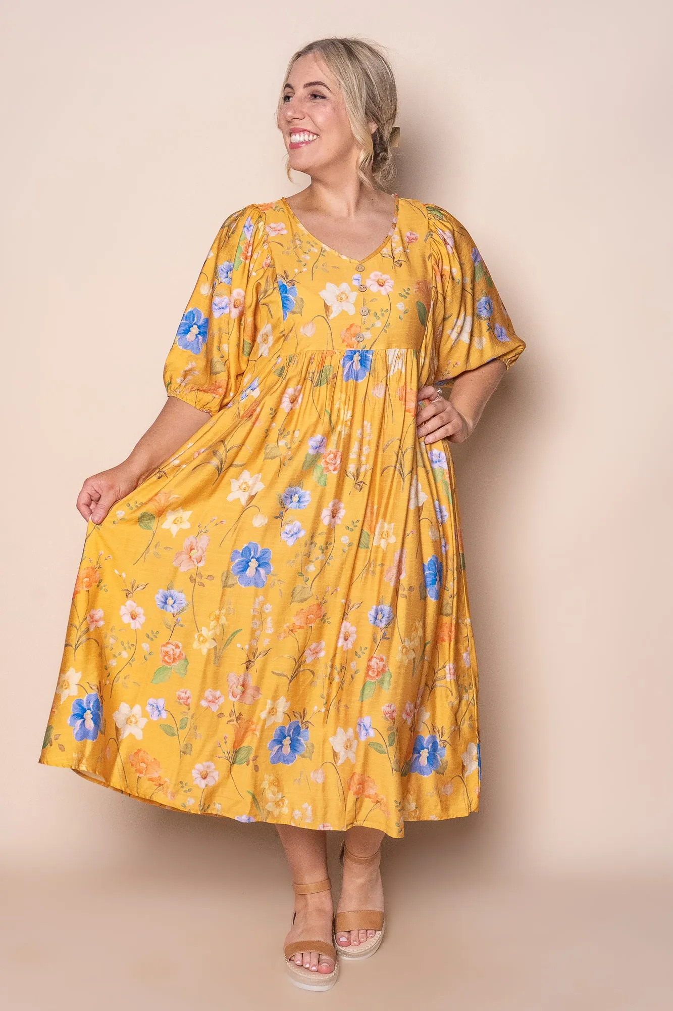 Anna Midi Dress in Marigold sold by Always Alice product image thumbnail 3