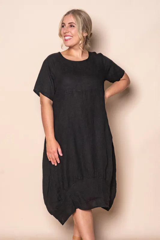 Grier Linen Midi Dress in Black sold by Always Alice