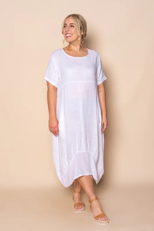 Grier Linen Midi Dress in White sold by Always Alice