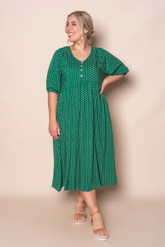 Chelsa Midi Dress in Emerald sold by Always Alice