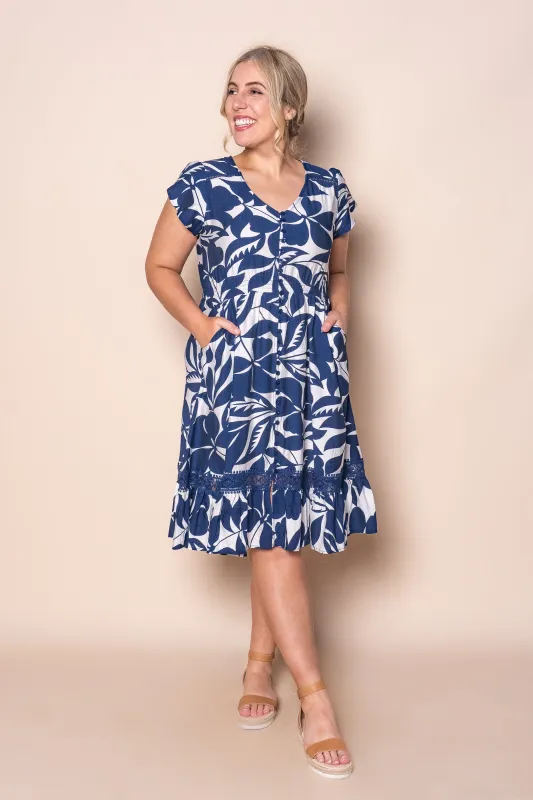 Dorita Leaf Dress in Royal Blue sold by Always Alice