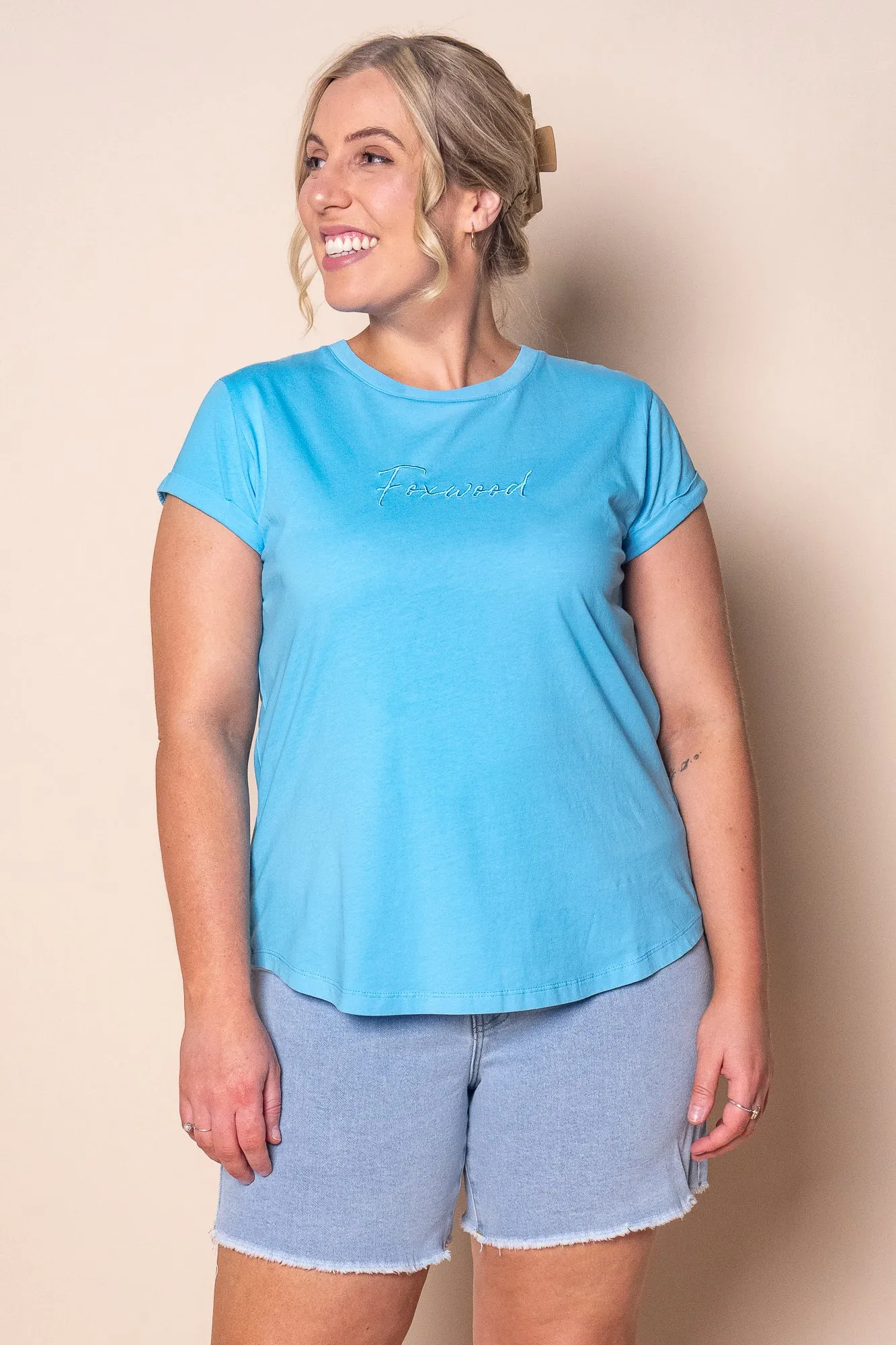 Signature Tee in Azure Blue - Foxwood sold by Always Alice