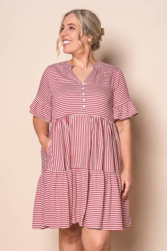 Jilly Striped Dress in Berry Red sold by Always Alice