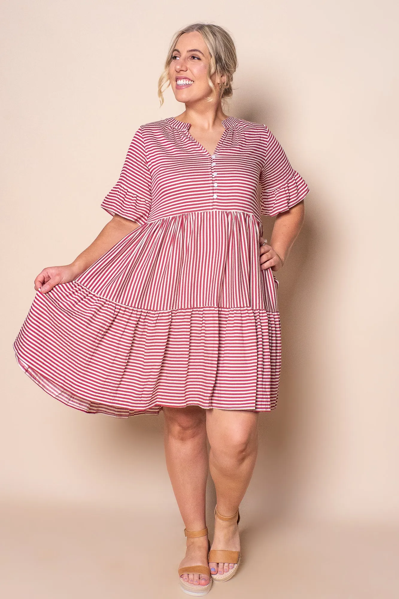 Jilly Striped Dress in Berry Red sold by Always Alice product image thumbnail 3
