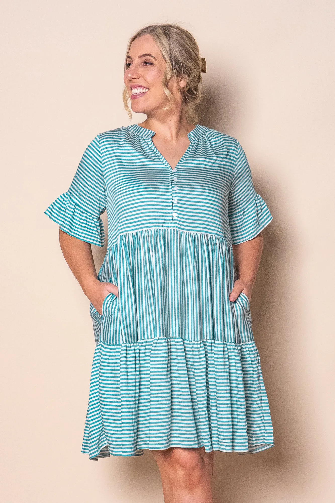 Jilly Striped Dress in Teal Blue sold by Always Alice product image thumbnail 2