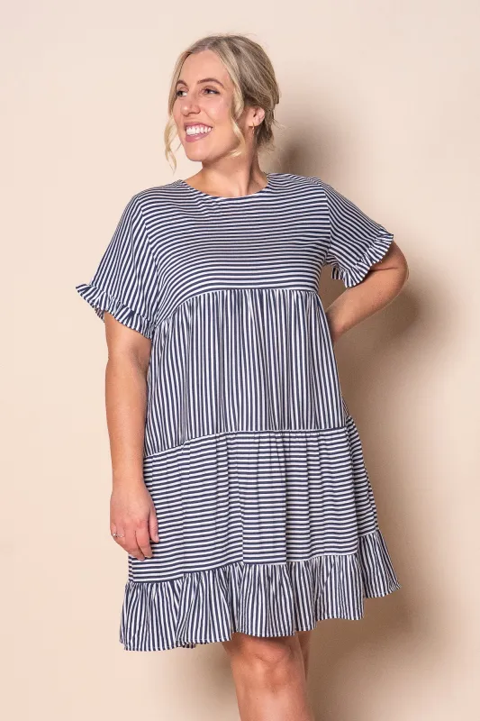 Pixie Tiered Striped Dress in Navy sold by Always Alice