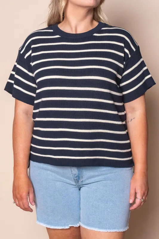Kiley S/S Striped Knit Top in Navy sold by Always Alice