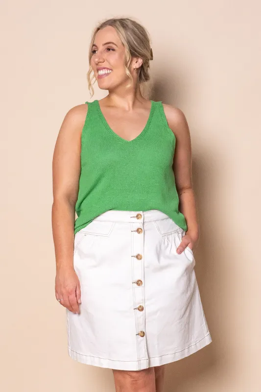 Lilly Crepe Knit Singlet Top in Green sold by Always Alice