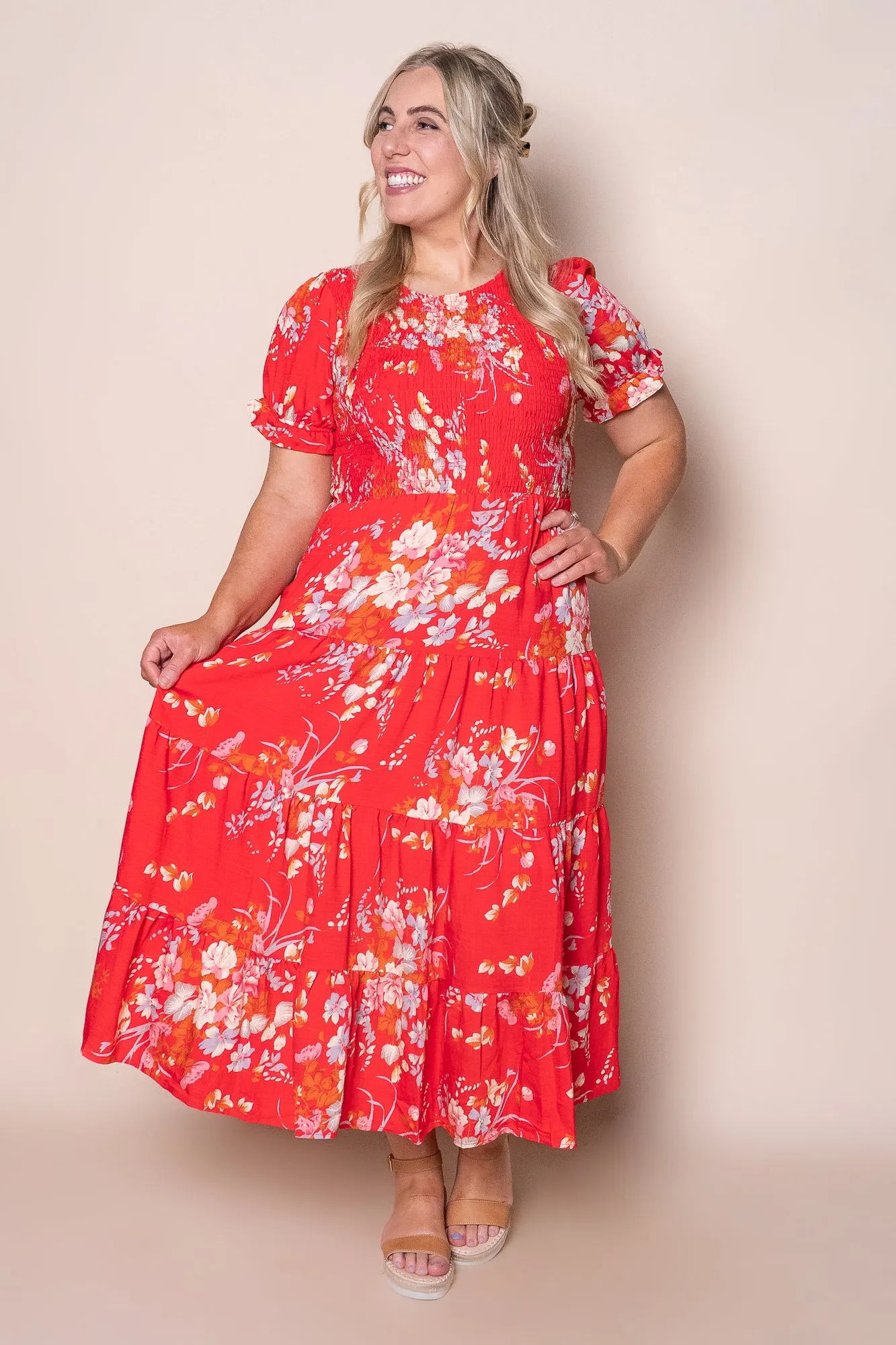 Hillary Midi Dress in Red sold by Always Alice